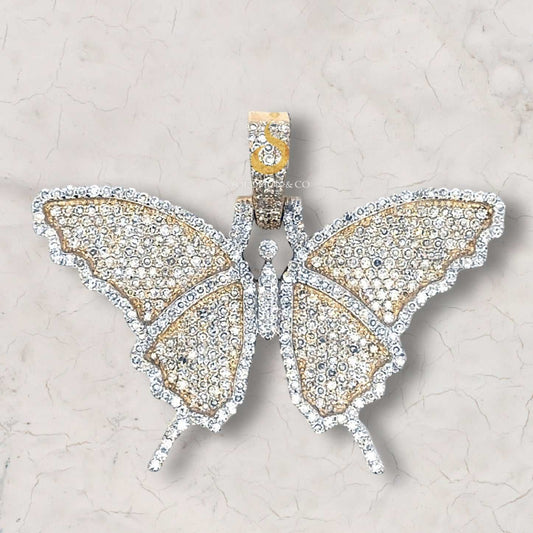 Bling Diamond Two Toned Butterfly Pendant First