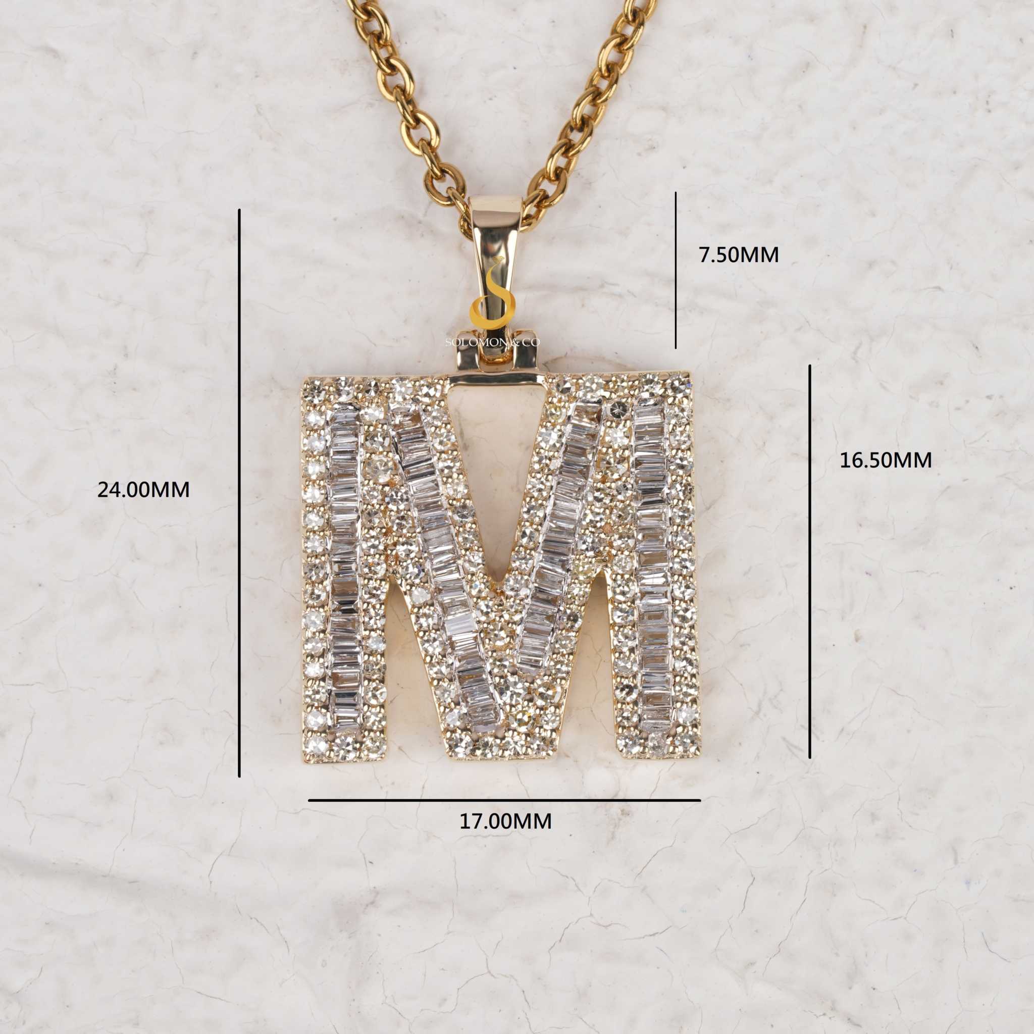 Iced Out M Initial VVS Moissanite Pendant