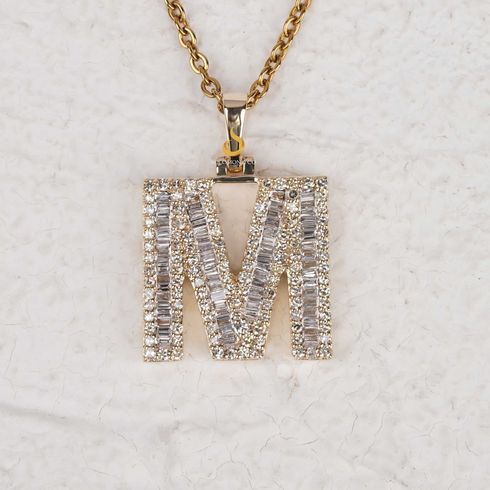 Iced Out M Initial VVS Moissanite Pendant