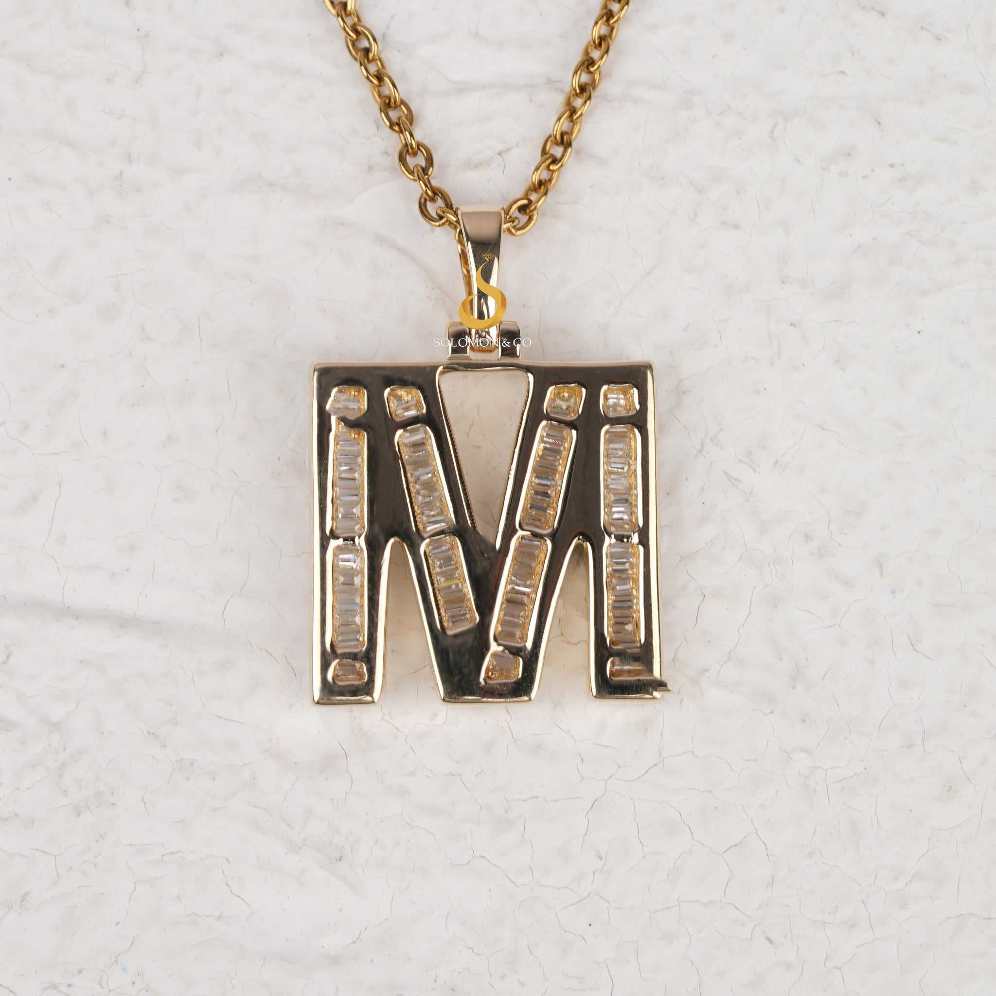 Iced Out M Initial VVS Moissanite Pendant