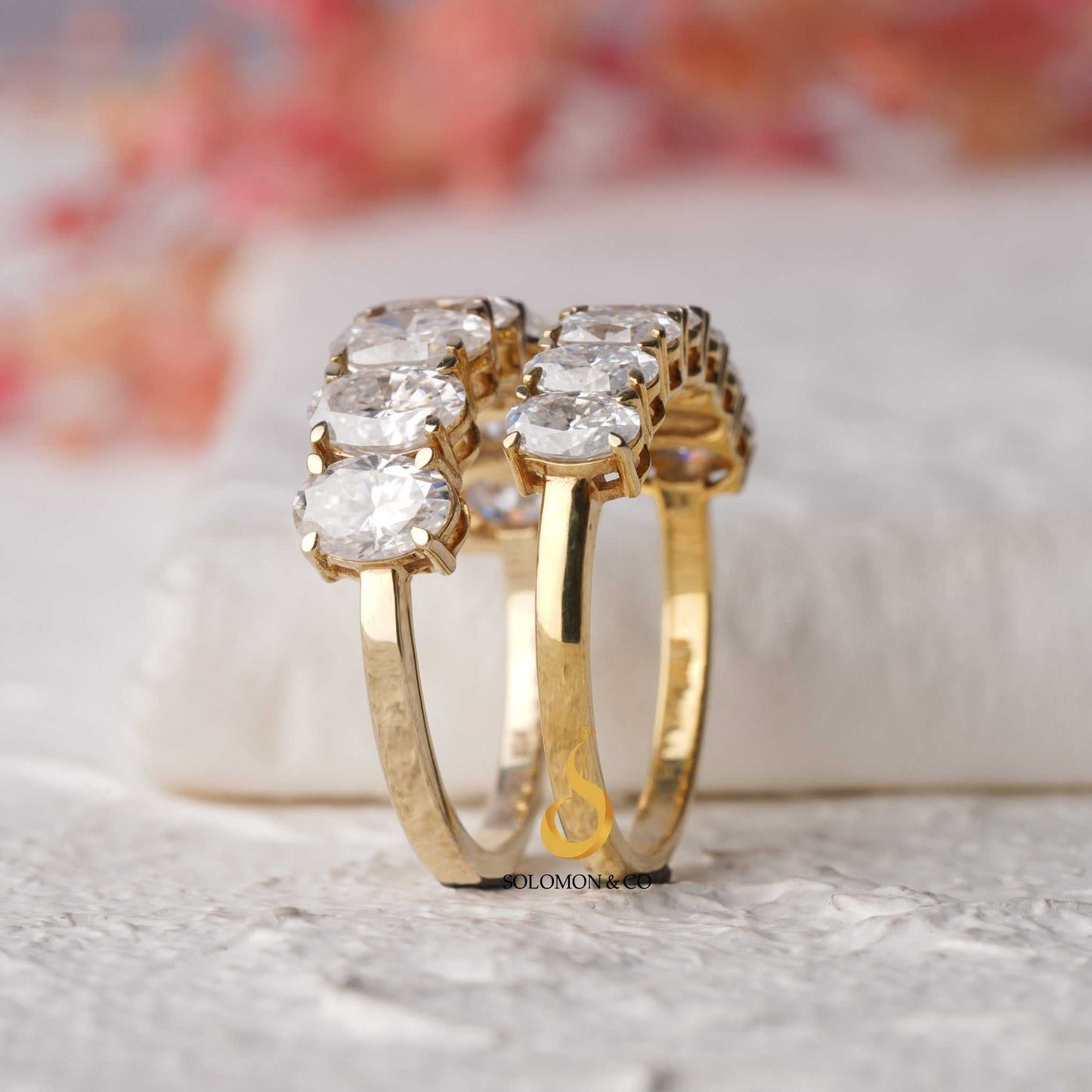 Unique Seven Stone Oval Wedding Ring Eight