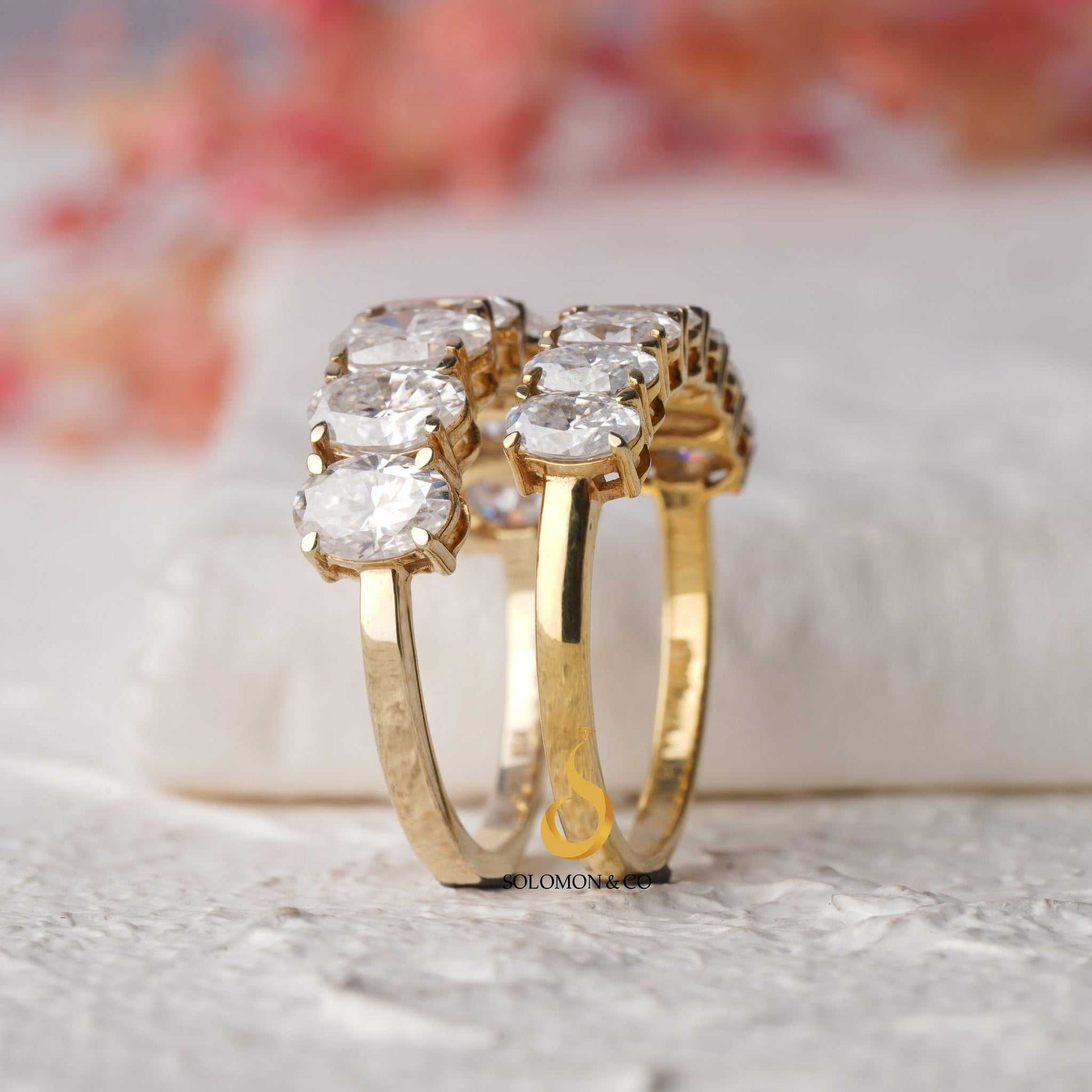 Unique Seven Stone Oval Wedding Ring Eight
