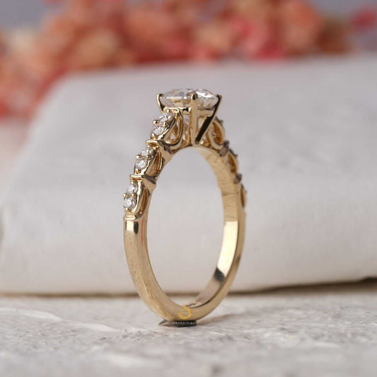 Classic Round Cut Prong Setting With Diamond Accented Ring Second