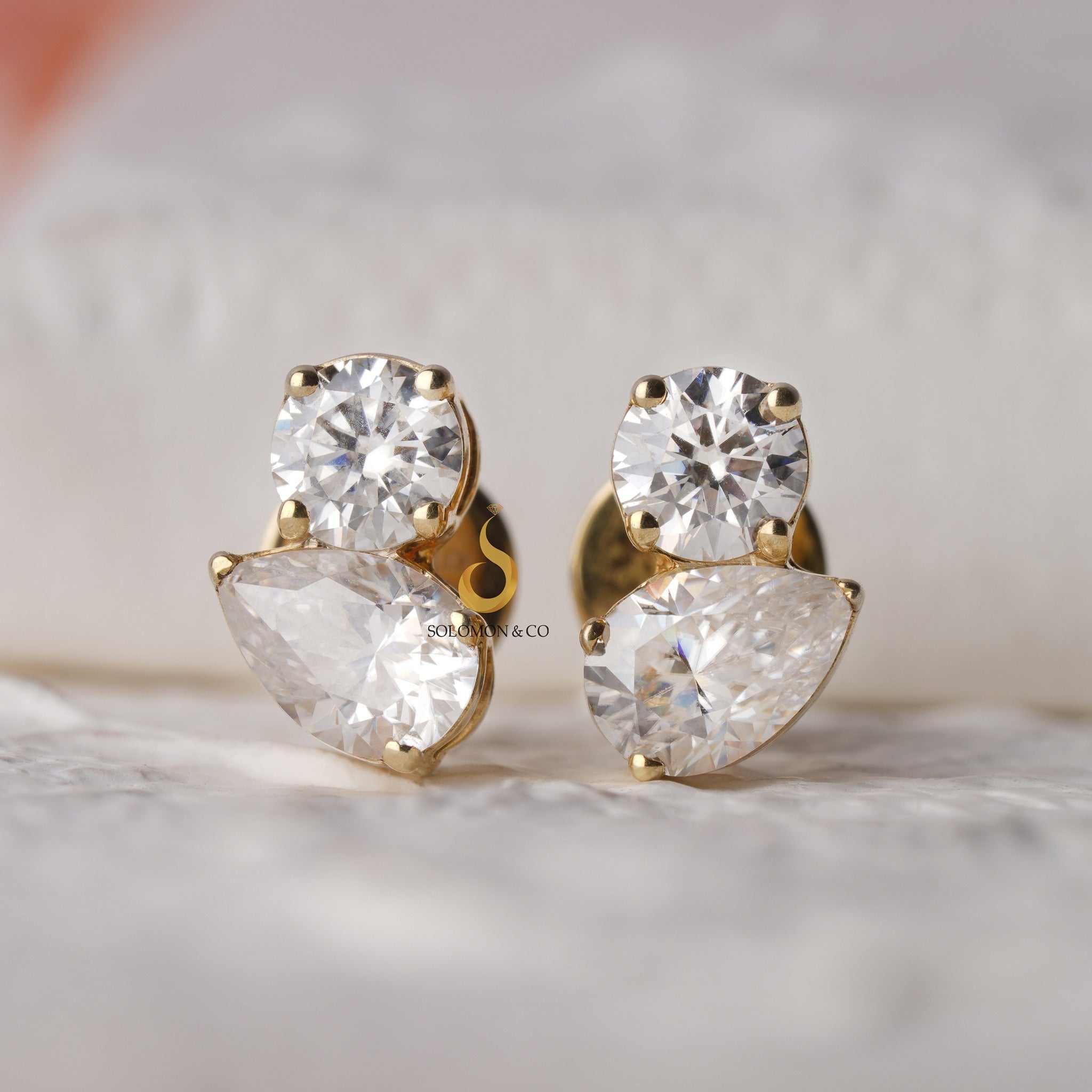 Toi Et Moi Marquise And Round Moissanite Stud Earrings Second