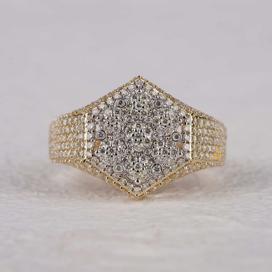 Hexagon Diamond Cluster Ring in Pave Set Statement Ring