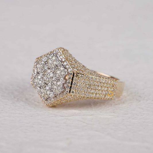Hexagon Diamond Cluster Ring in Pave Set Statement Ring