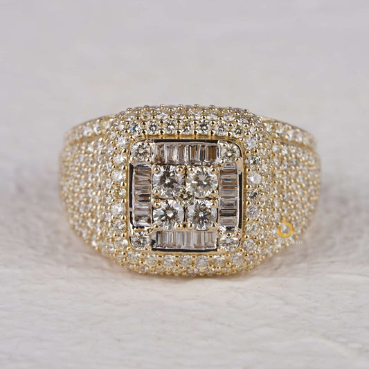 Hip Hop Baguette And Round Real Diamond Mens Ring