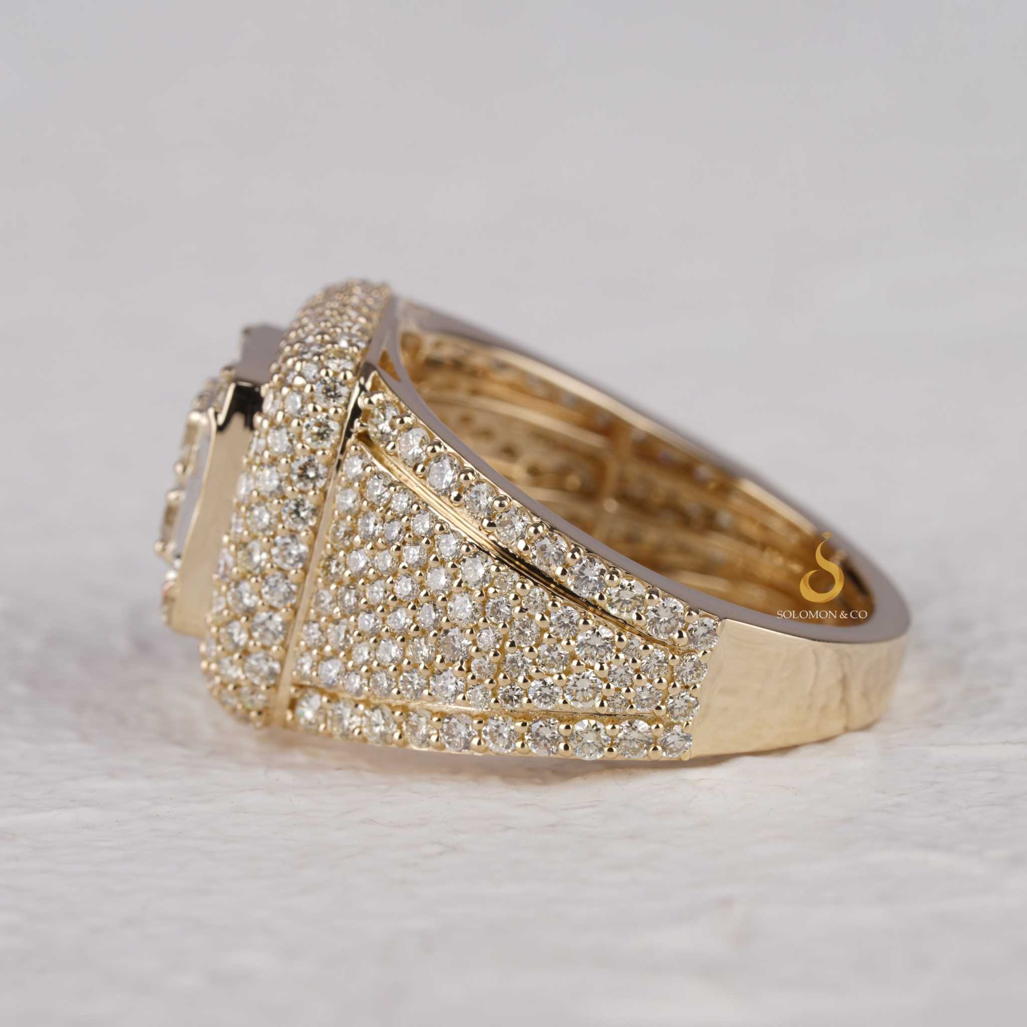 Hip Hop Baguette & Round Real Diamond Crystals Mens Ring
