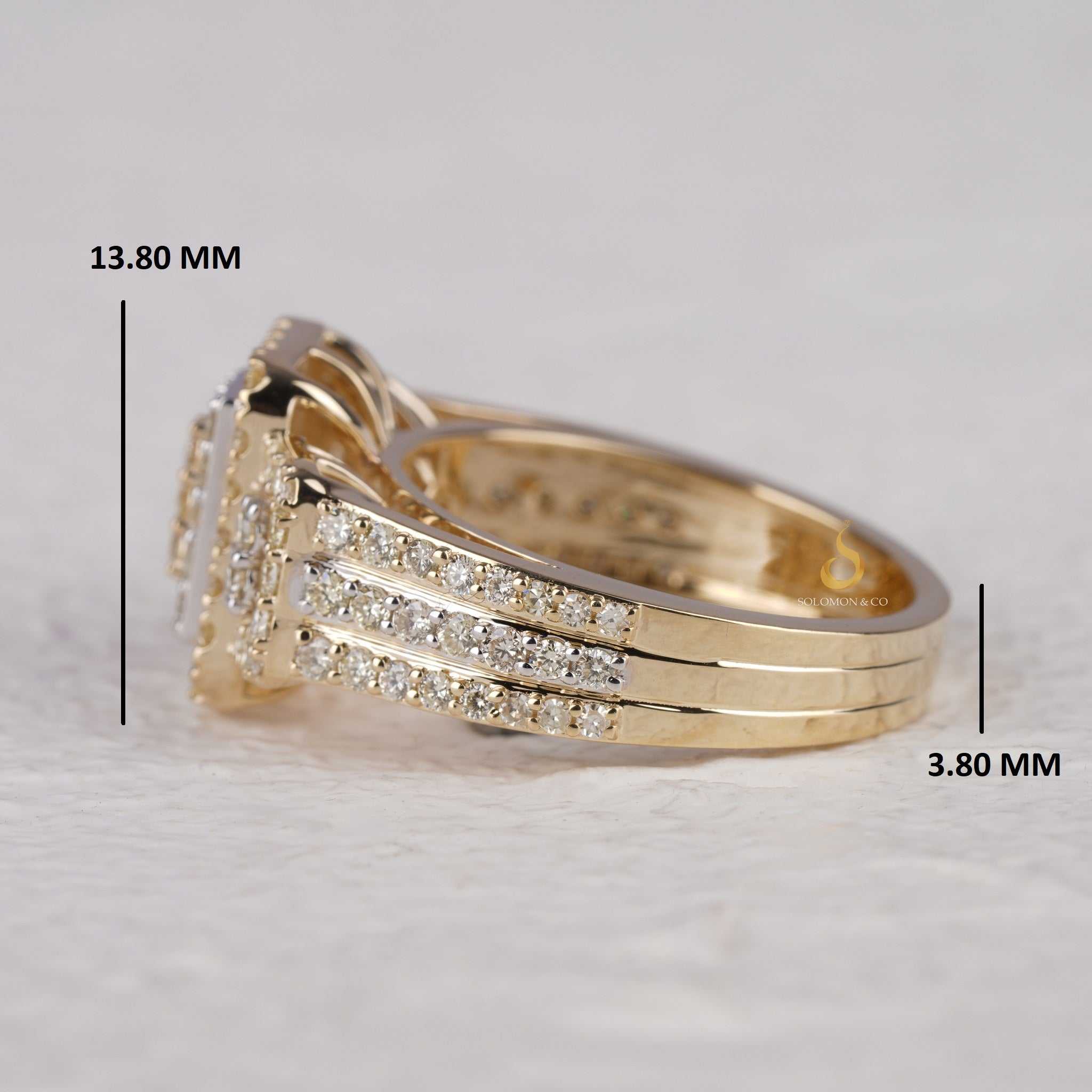 Rectangle Shaped Prong Set Mens Round Diamond Ring