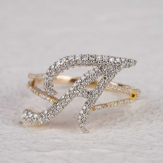 A Initial Personalized Double Band Diamond Ring