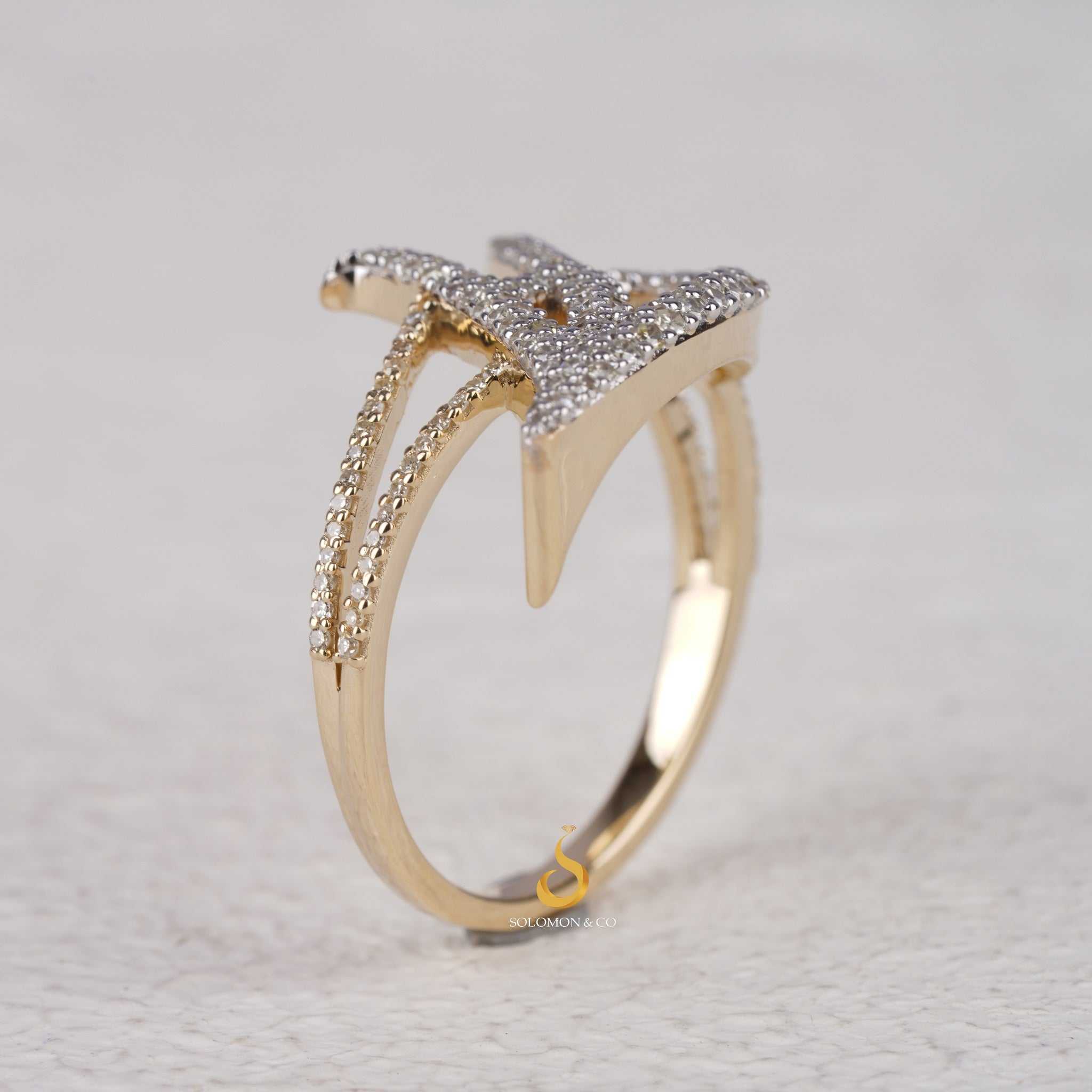 A Initial Personalized Double Band Diamond Ring