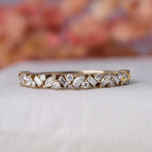 Multi Cut Cluster Vintage Wedding Band First