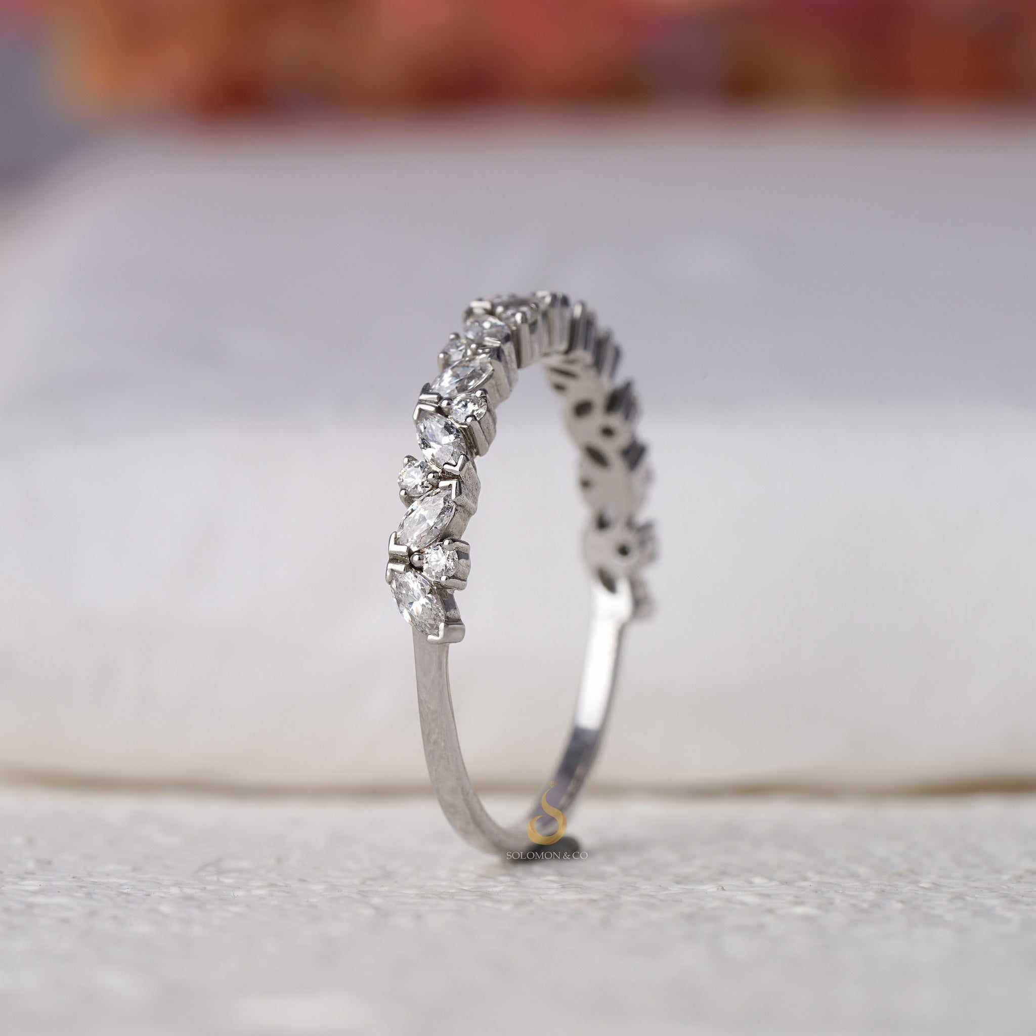 Vintage Art Deco Marquise Round Half Eternity Band