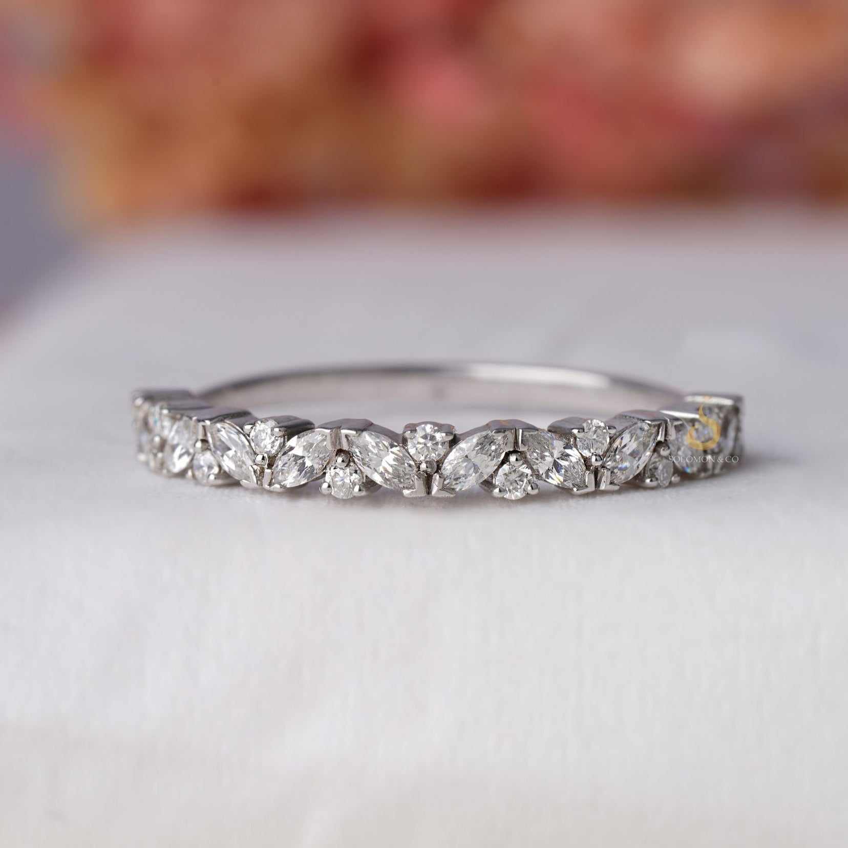 Vintage Art Deco Marquise Round Half Eternity Band