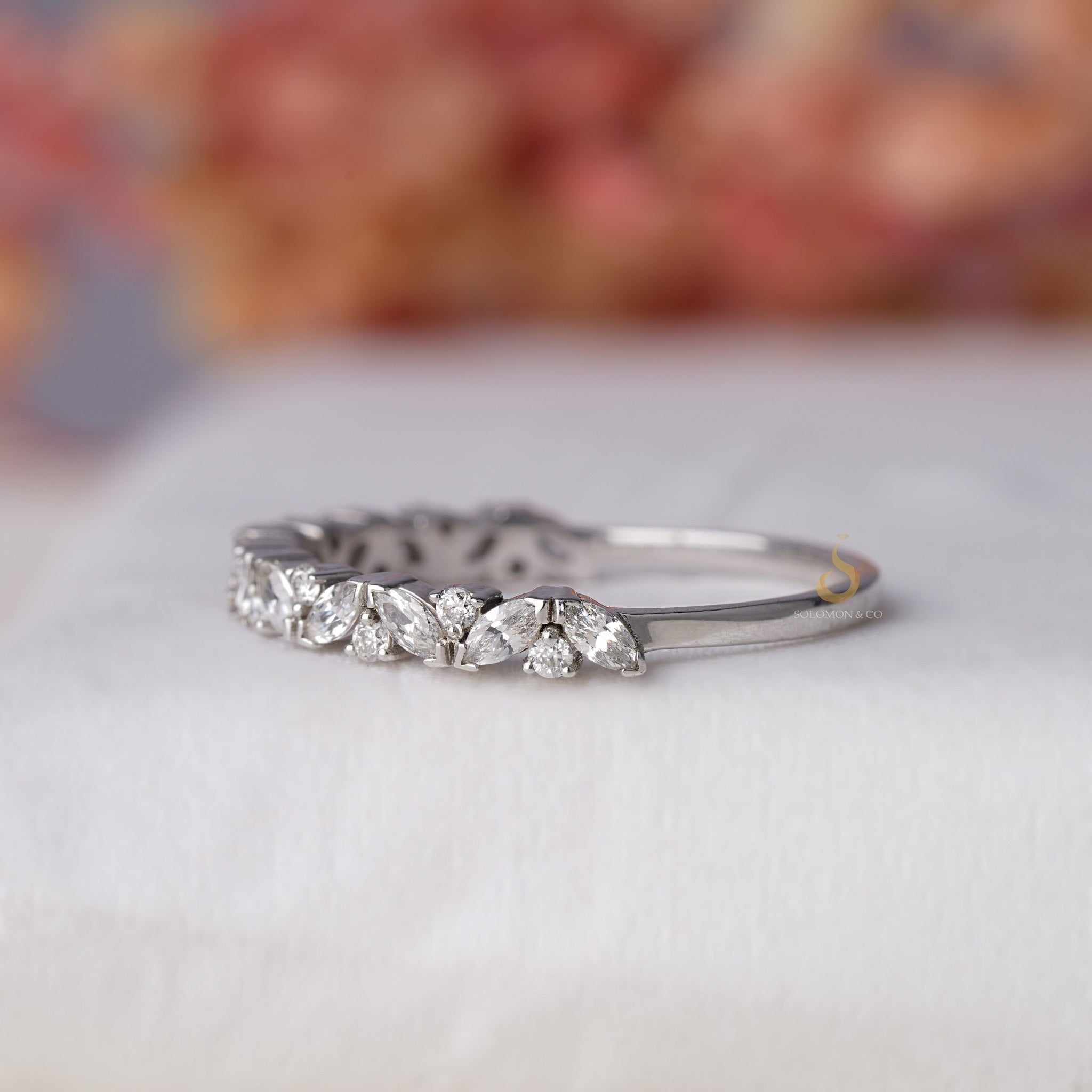 Vintage Art Deco Marquise Round Half Eternity Band
