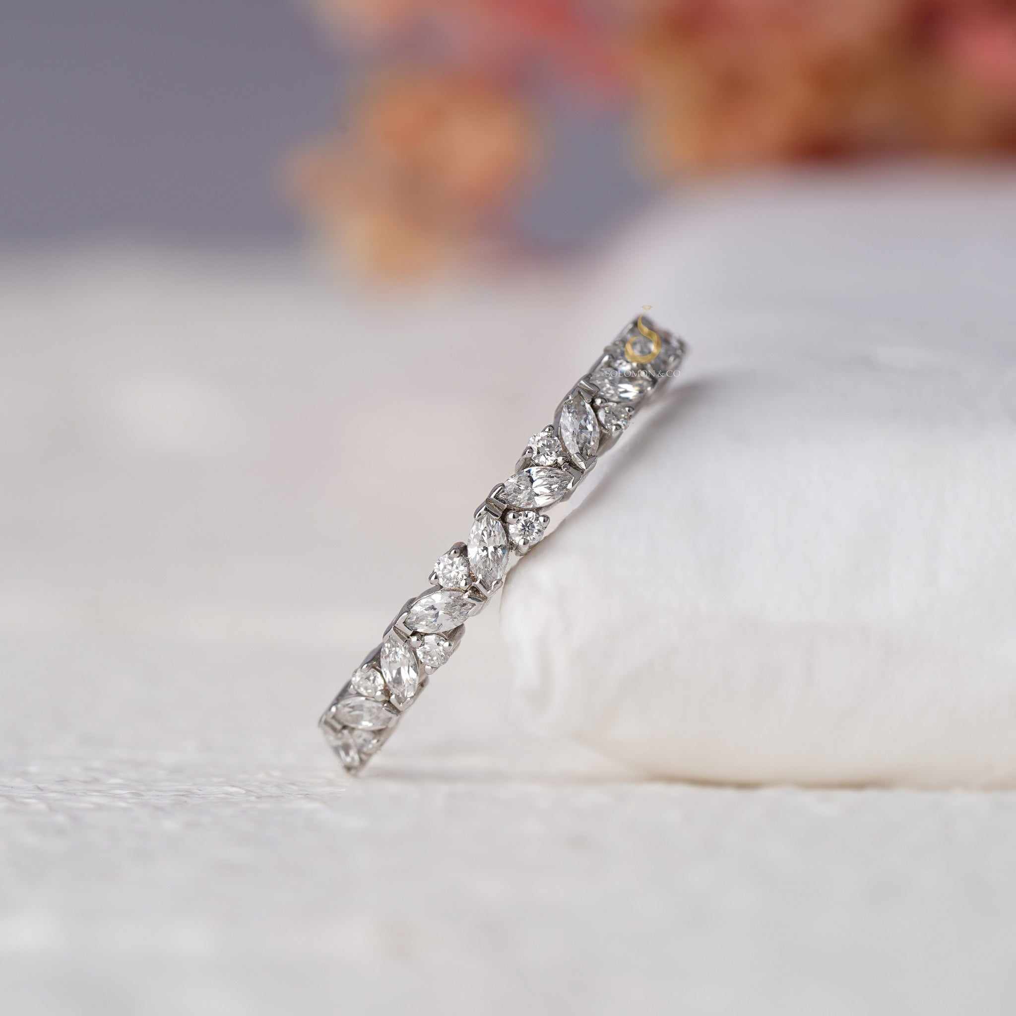 Vintage Art Deco Marquise Round Half Eternity Band