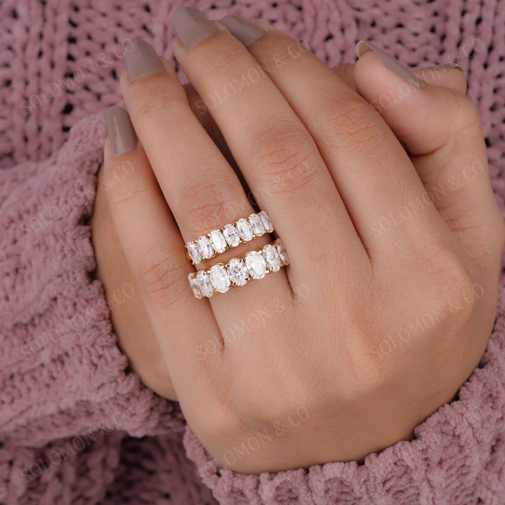 Unique Seven Stone Oval Wedding Ring Fourth