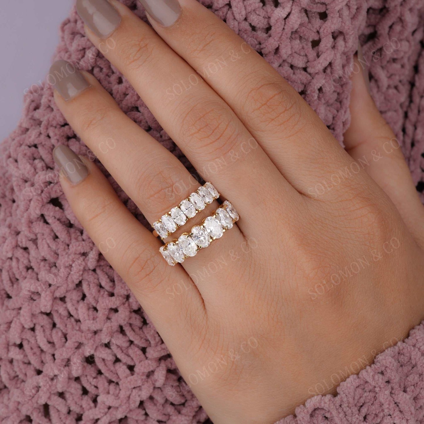 Unique Seven Stone Oval Wedding Ring Fifth