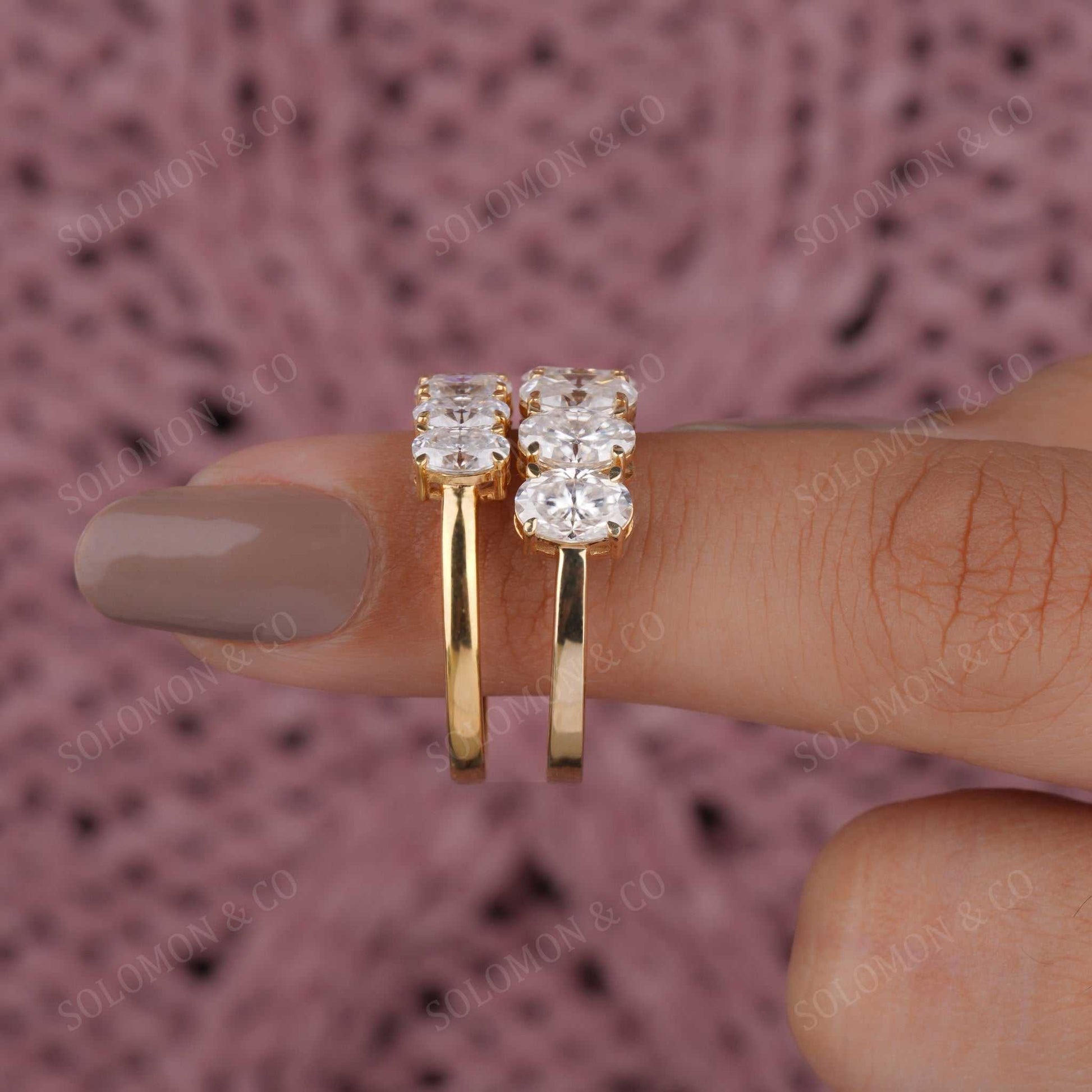 Unique Seven Stone Oval Wedding Ring Ten