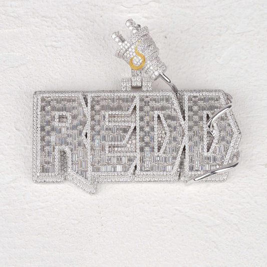10K Gold Custom Nameplate VVS Moissanite Pendant First