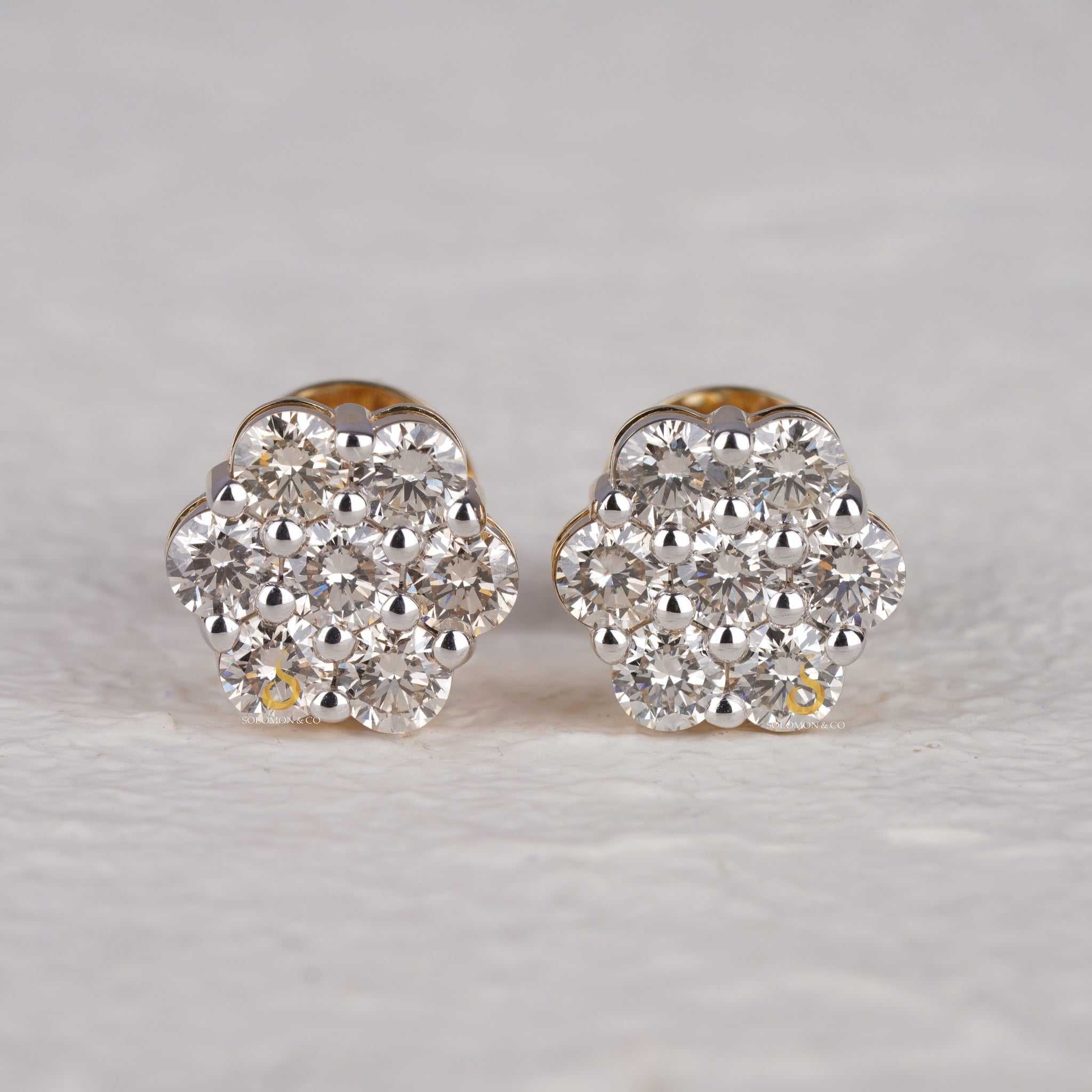 Dainty Flower Style Screw Back Stud Moissanite Earrings