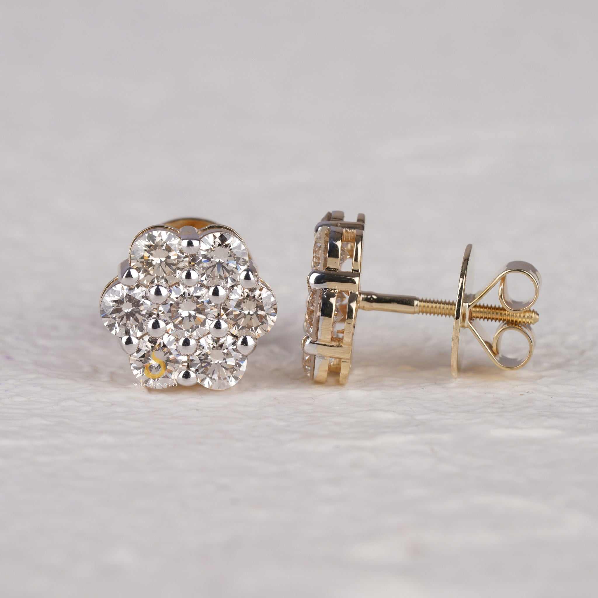 Dainty Flower Style Screw Back Stud Moissanite Earrings