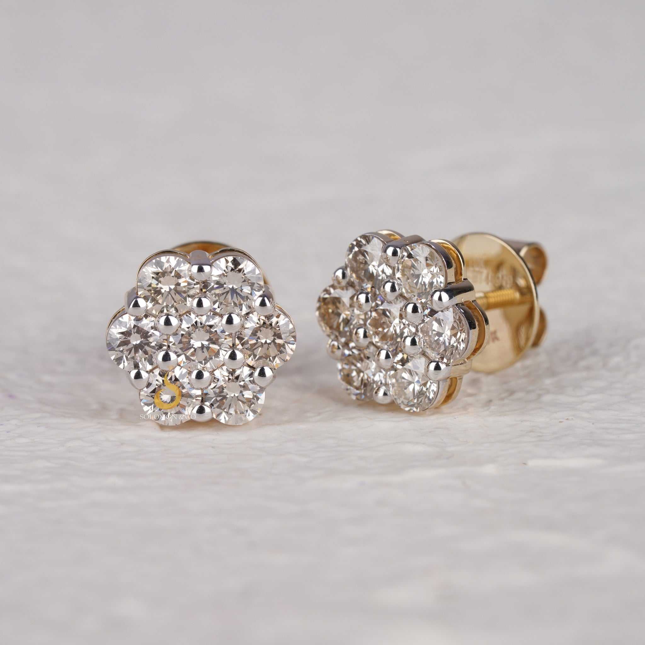 Dainty Flower Style Screw Back Stud Moissanite Earrings