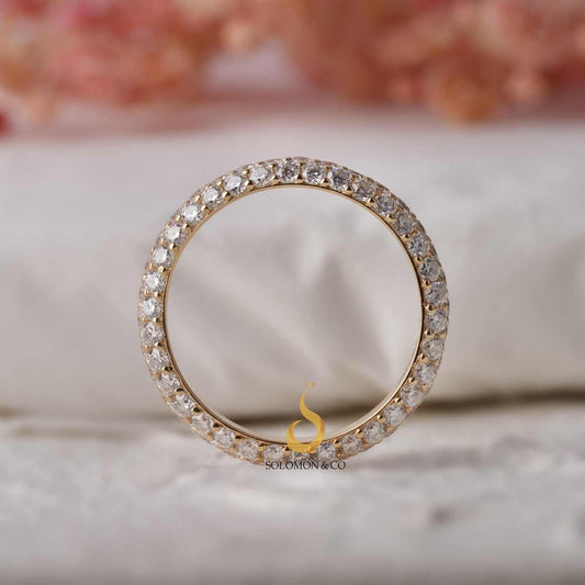 Pave Set Round Cut Three Row Moissanite Full Eternity Band Second