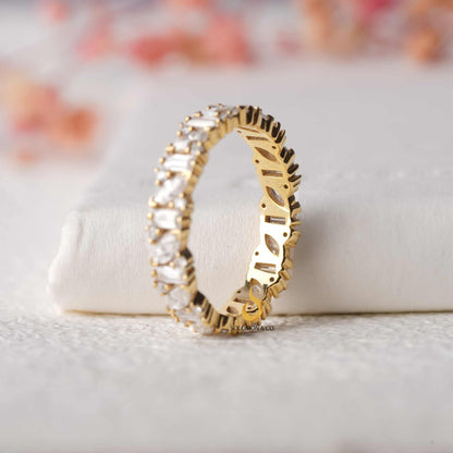 Vintage Full Eternity Cluster Wedding Band Third