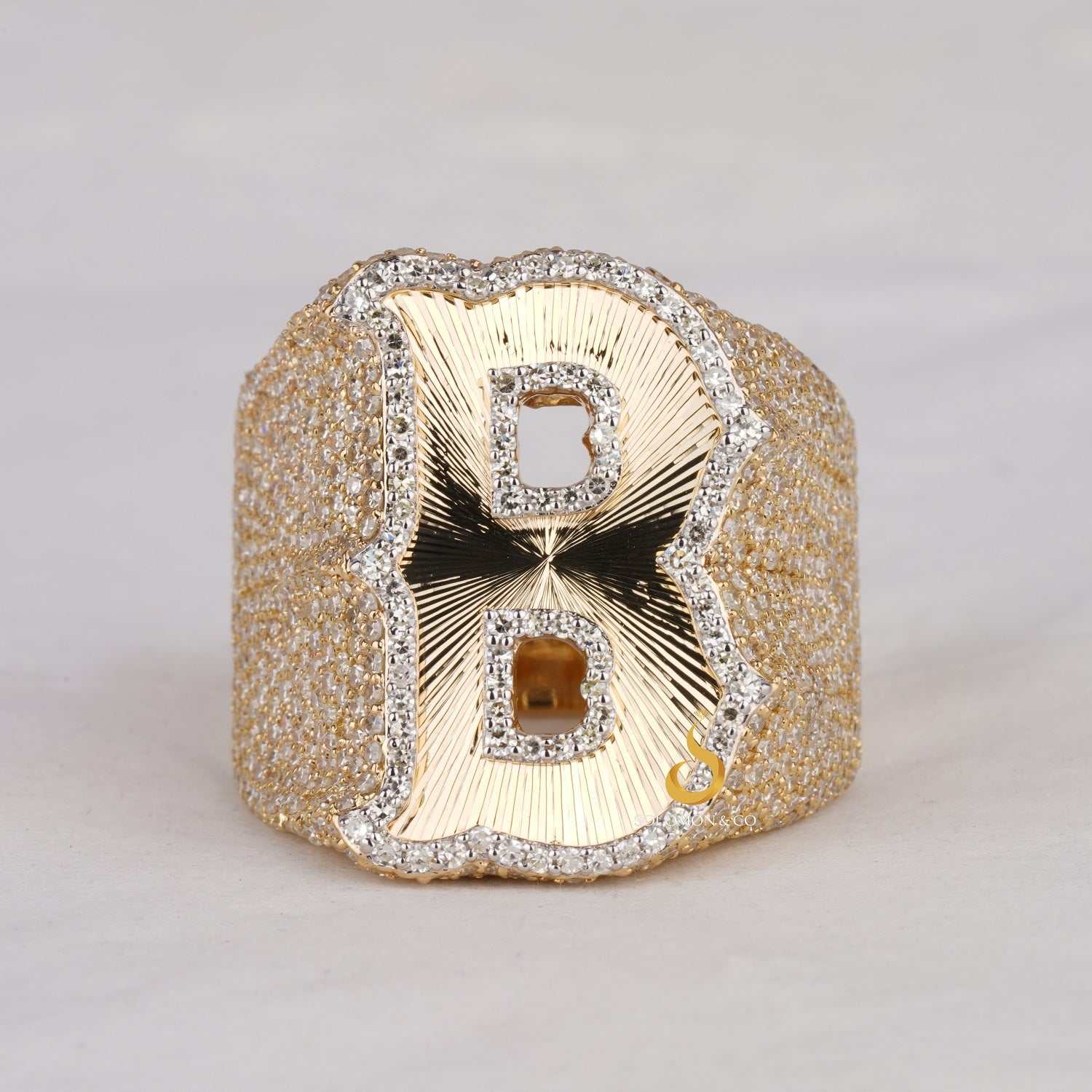 Hip Hop B Letter Men Moissanite Championship Ring First