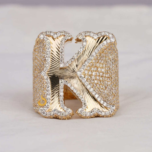 Hip Hop K Letter Men Moissanite Championship Ring First