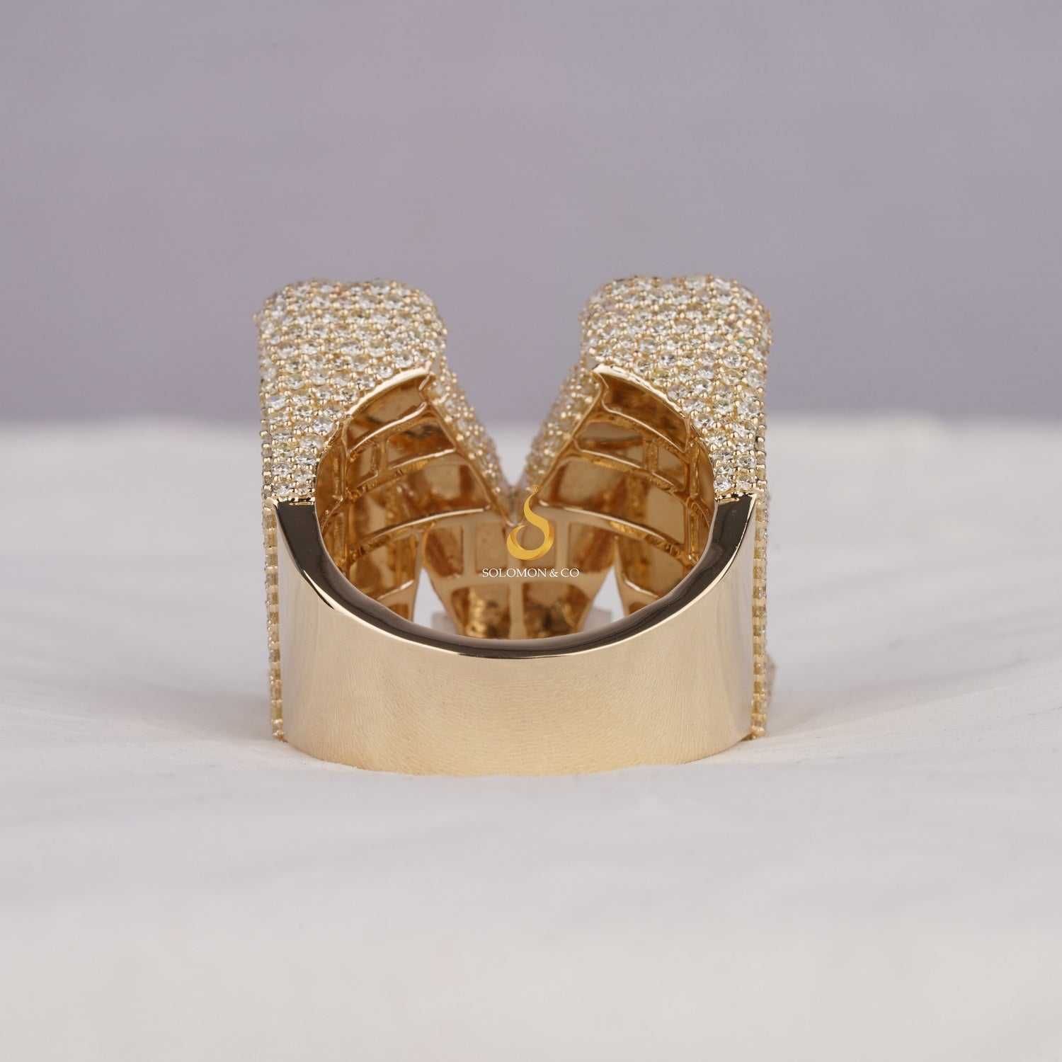 Hip Hop M Letter Men Moissanite Championship Ring Fifth