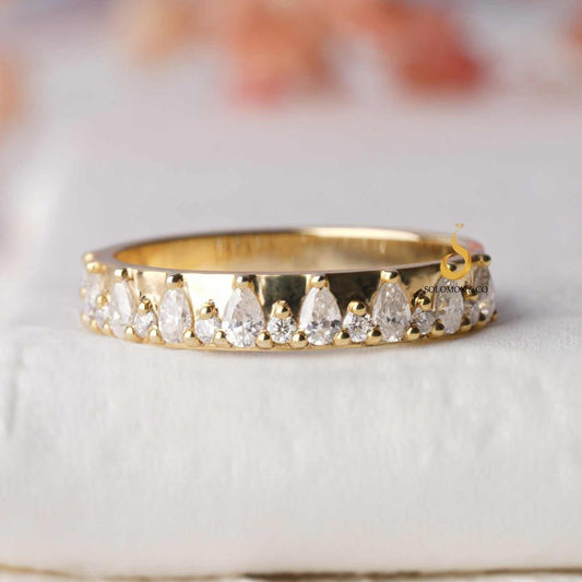 Unique Pear and Round Wide Band Ring One 