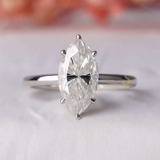 Hidden Halo Marquise Cut Solitaire Engagement Ring