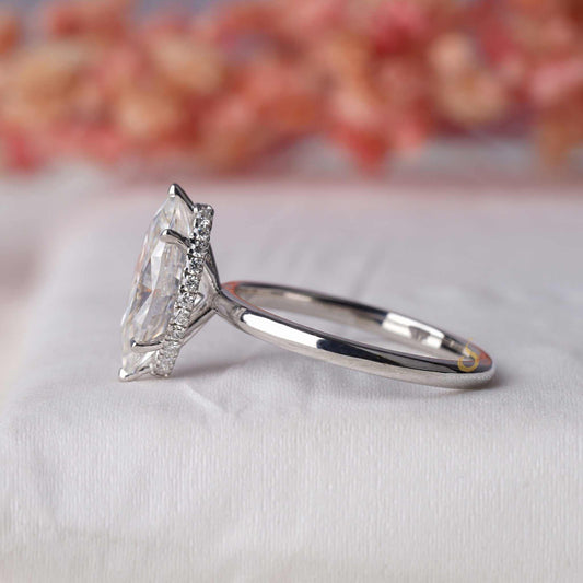 Hidden Halo Marquise Cut Solitaire Engagement Ring