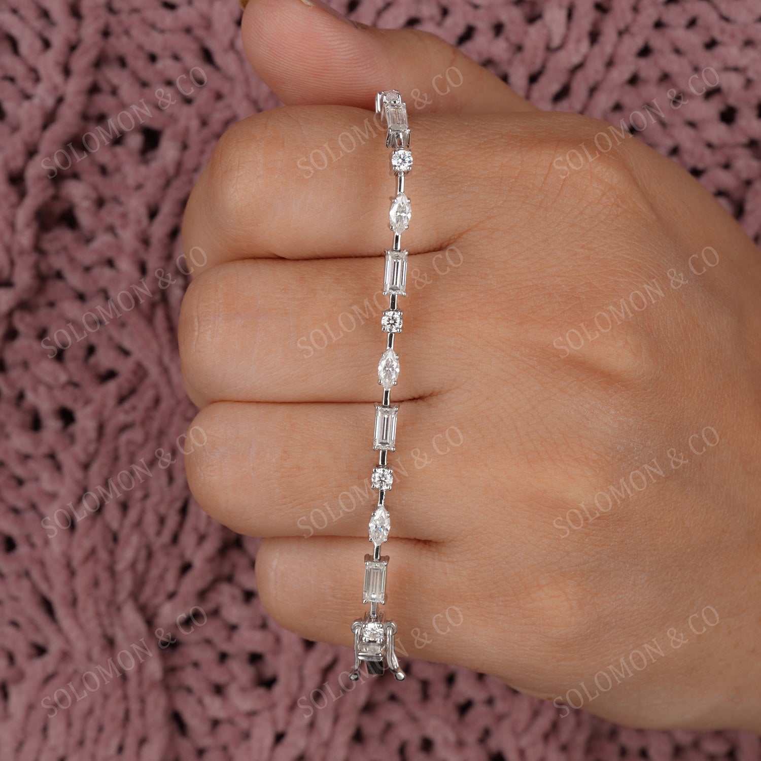 Moissanite Diamond Mix Cut Tennis Bracelet Eight