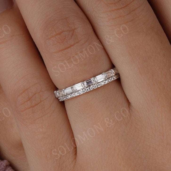 Baguette and Round Cut Moissanite Wedding Band Ring First