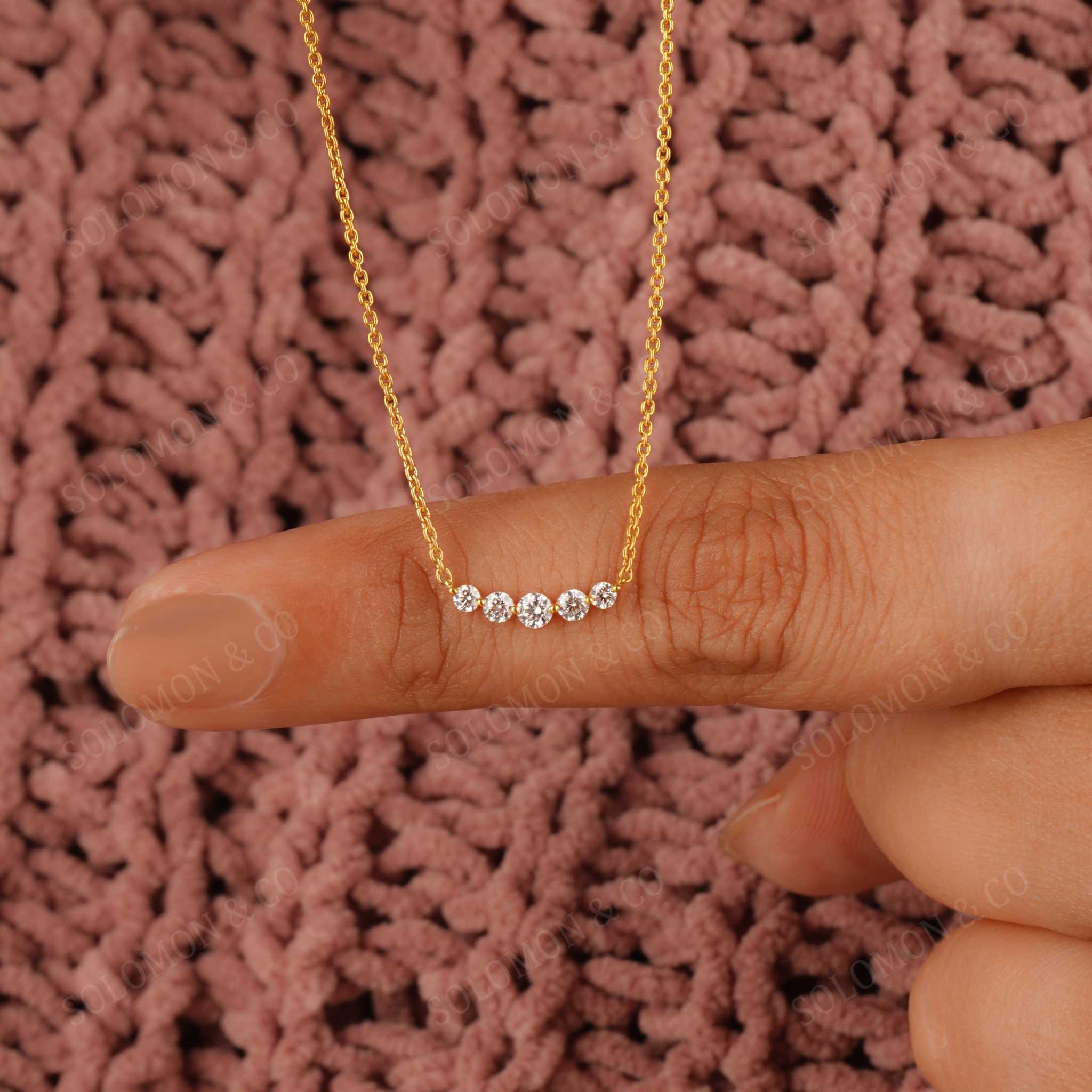 Five-Stone Round Diamond Pendant Necklace