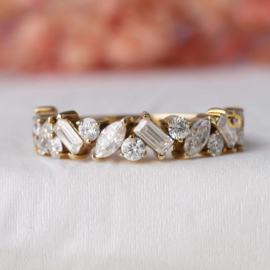 Multi Shaped Cluster Wedding Ring