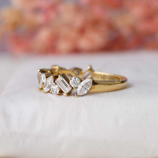 Multi Shaped Cluster Wedding Ring