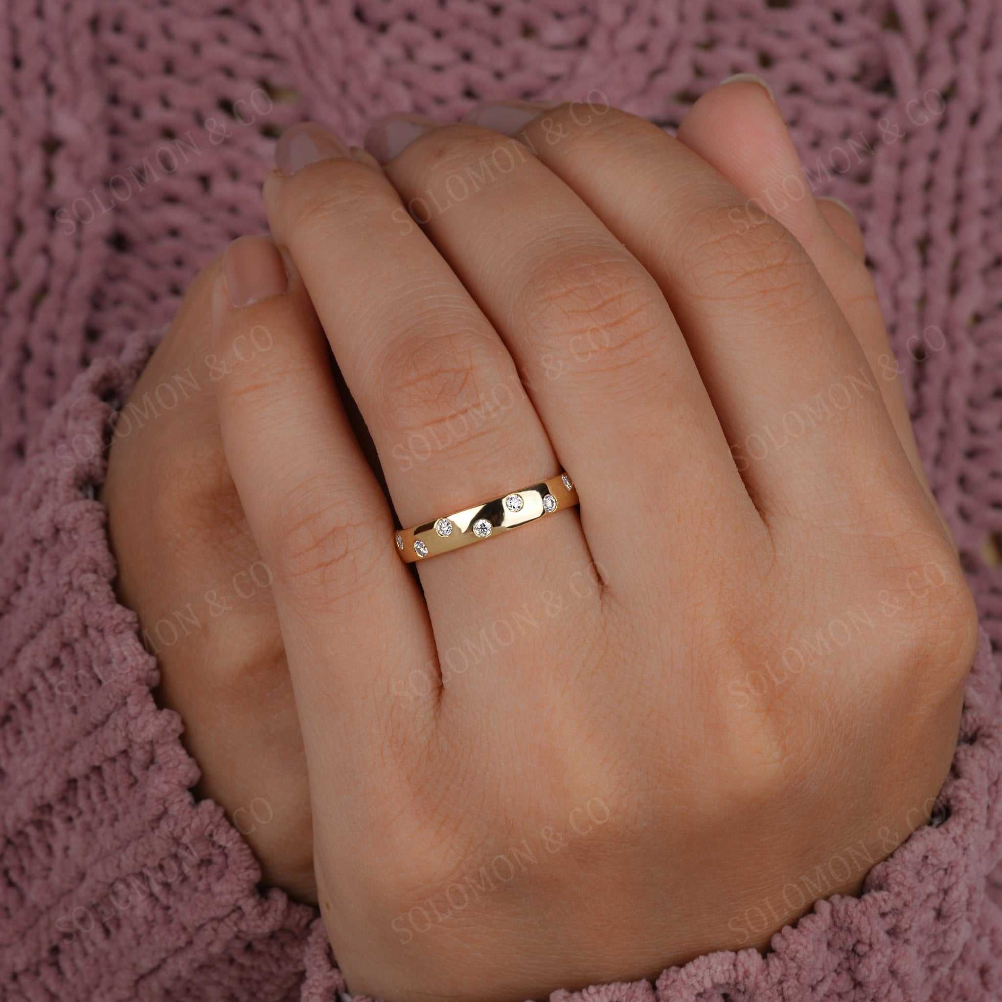 Scattered Flush Set Round Dome Ring