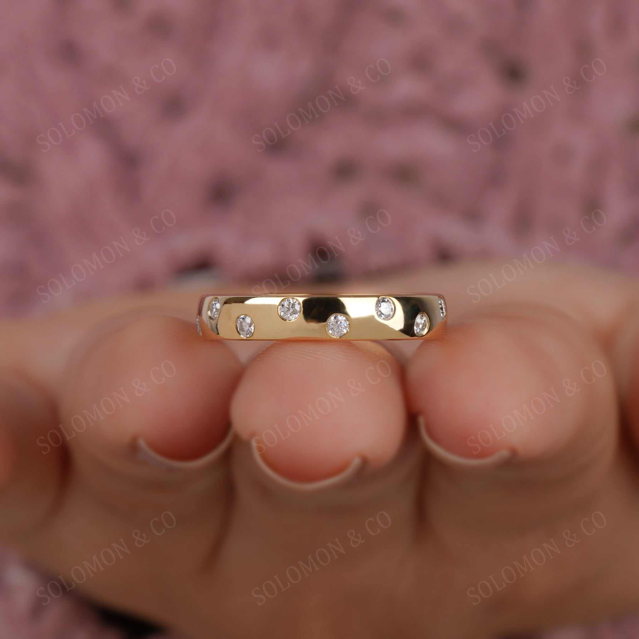 Scattered Flush Set Round Dome Ring