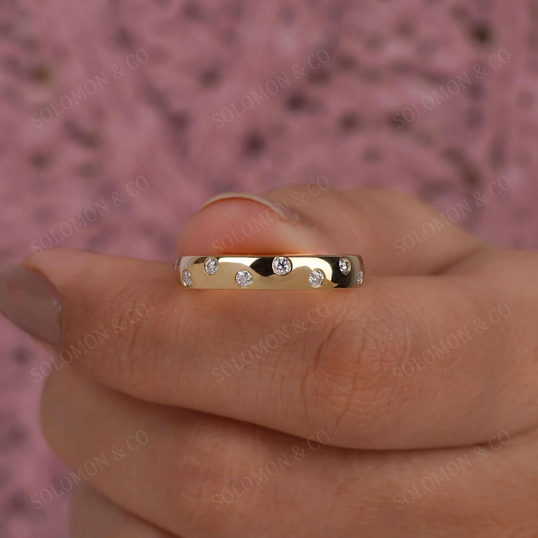 Scattered Flush Set Round Dome Ring