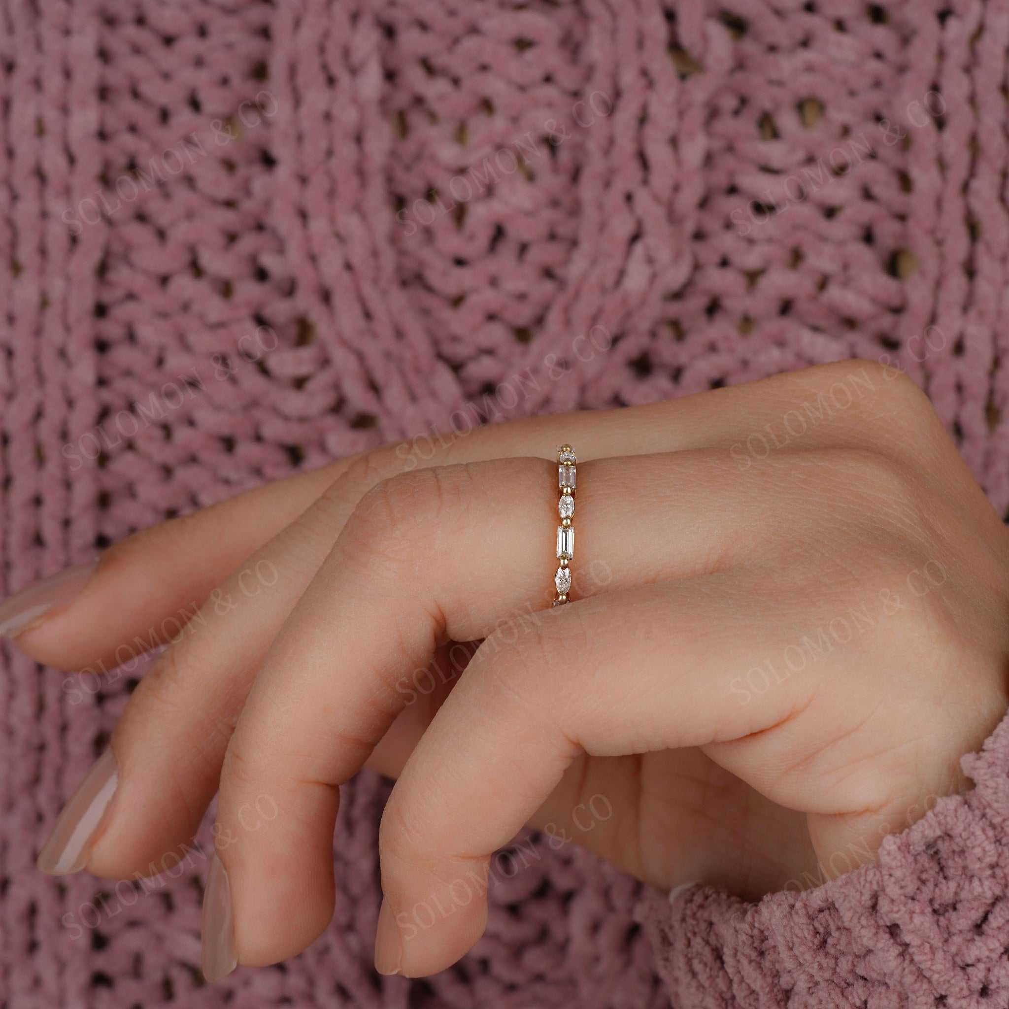 Floating Baguette and Marquise Eternity Band