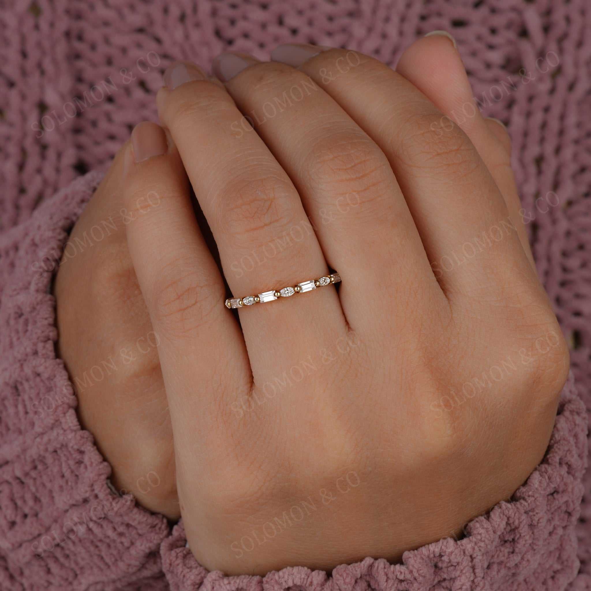 Floating Baguette and Marquise Eternity Band