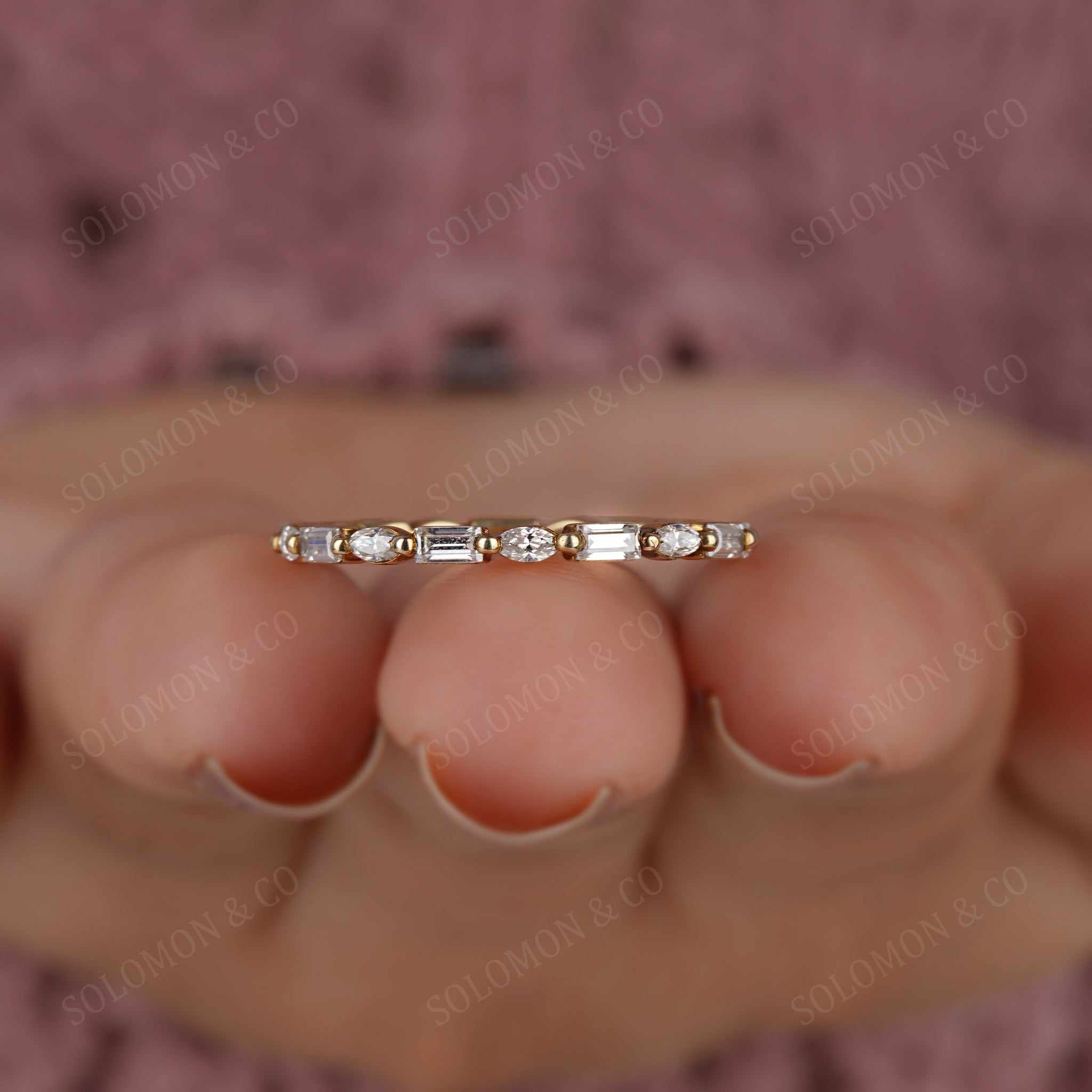 Floating Baguette and Marquise Eternity Band