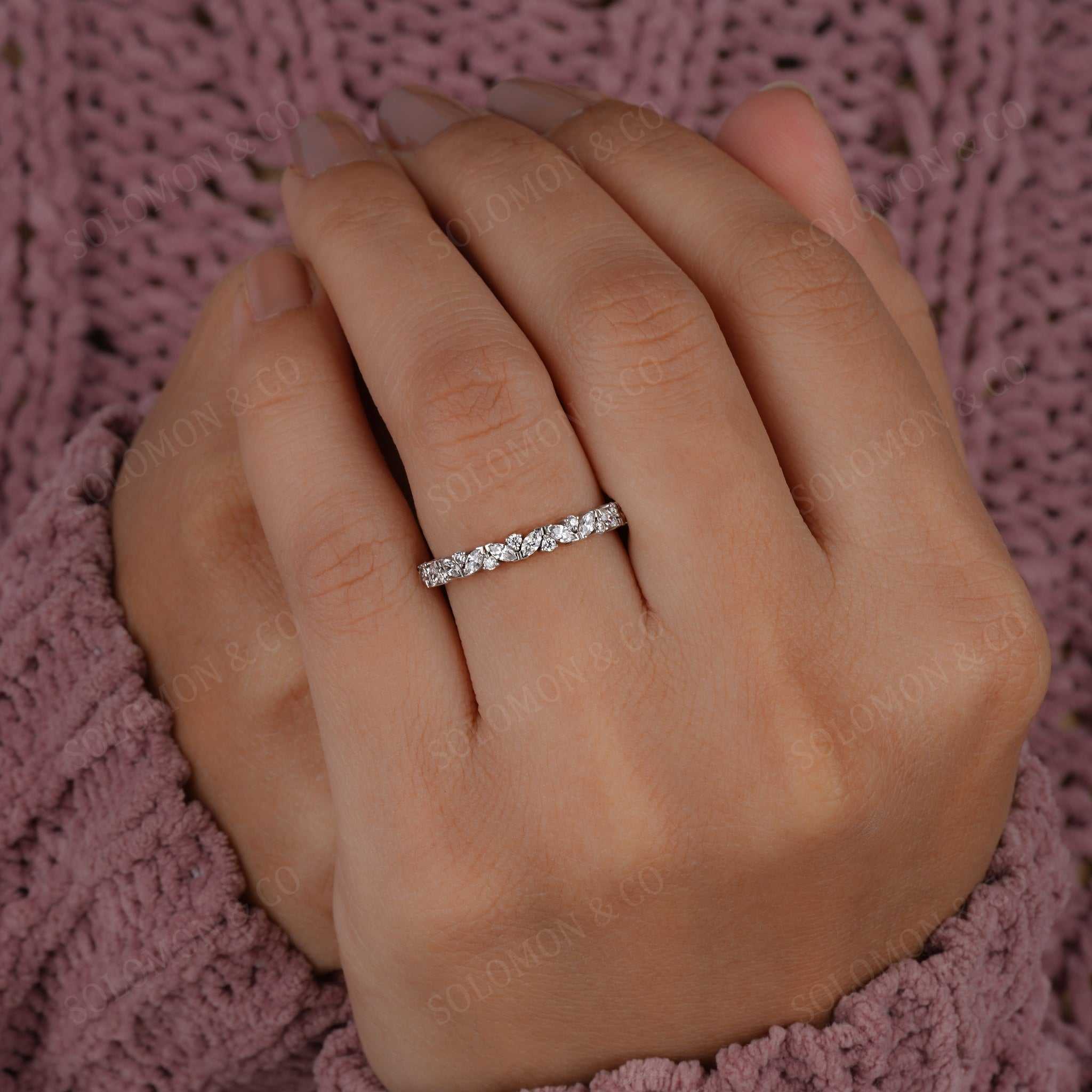 Vintage Art Deco Marquise Round Half Eternity Band