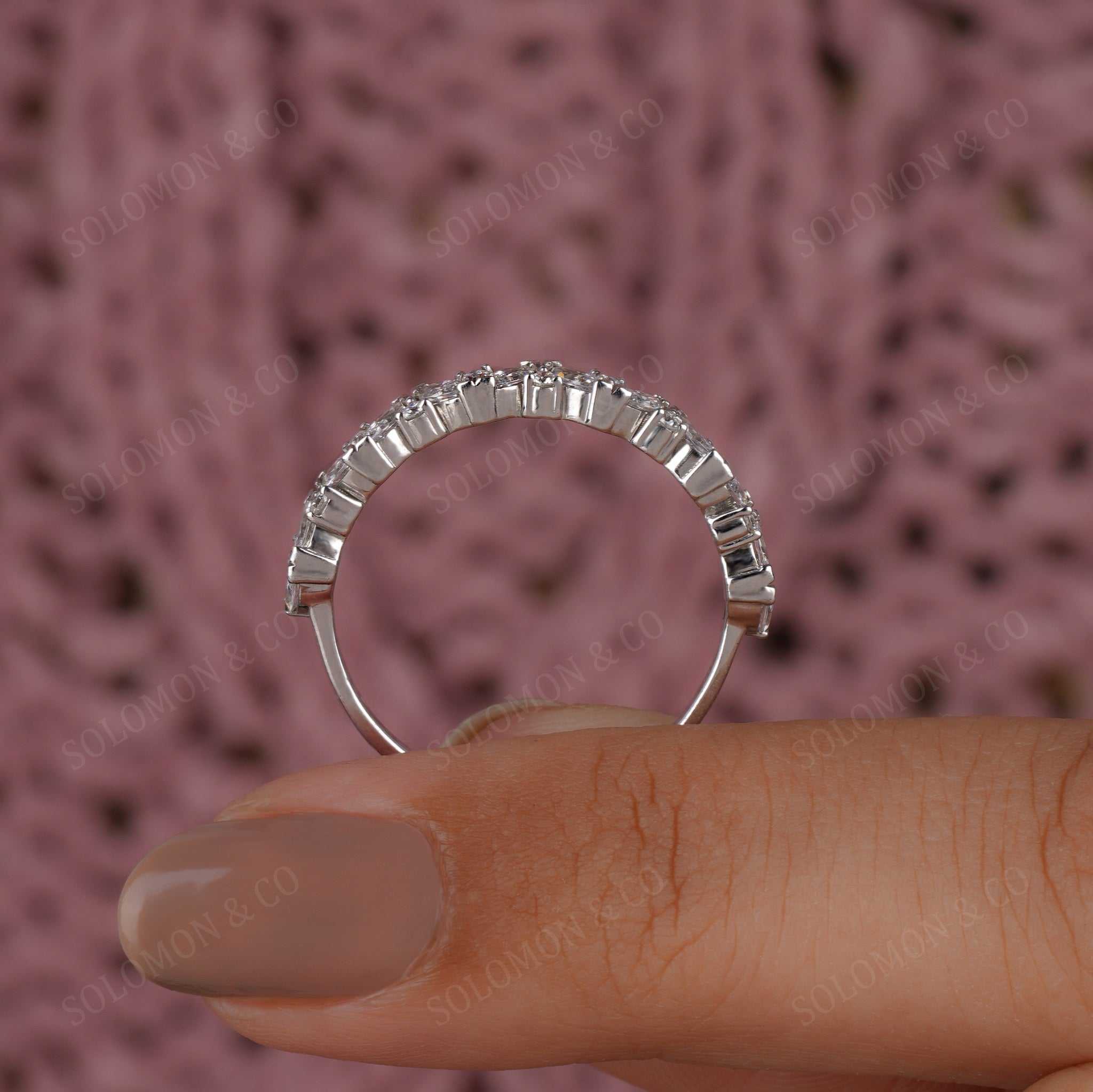 Vintage Art Deco Marquise Round Half Eternity Band