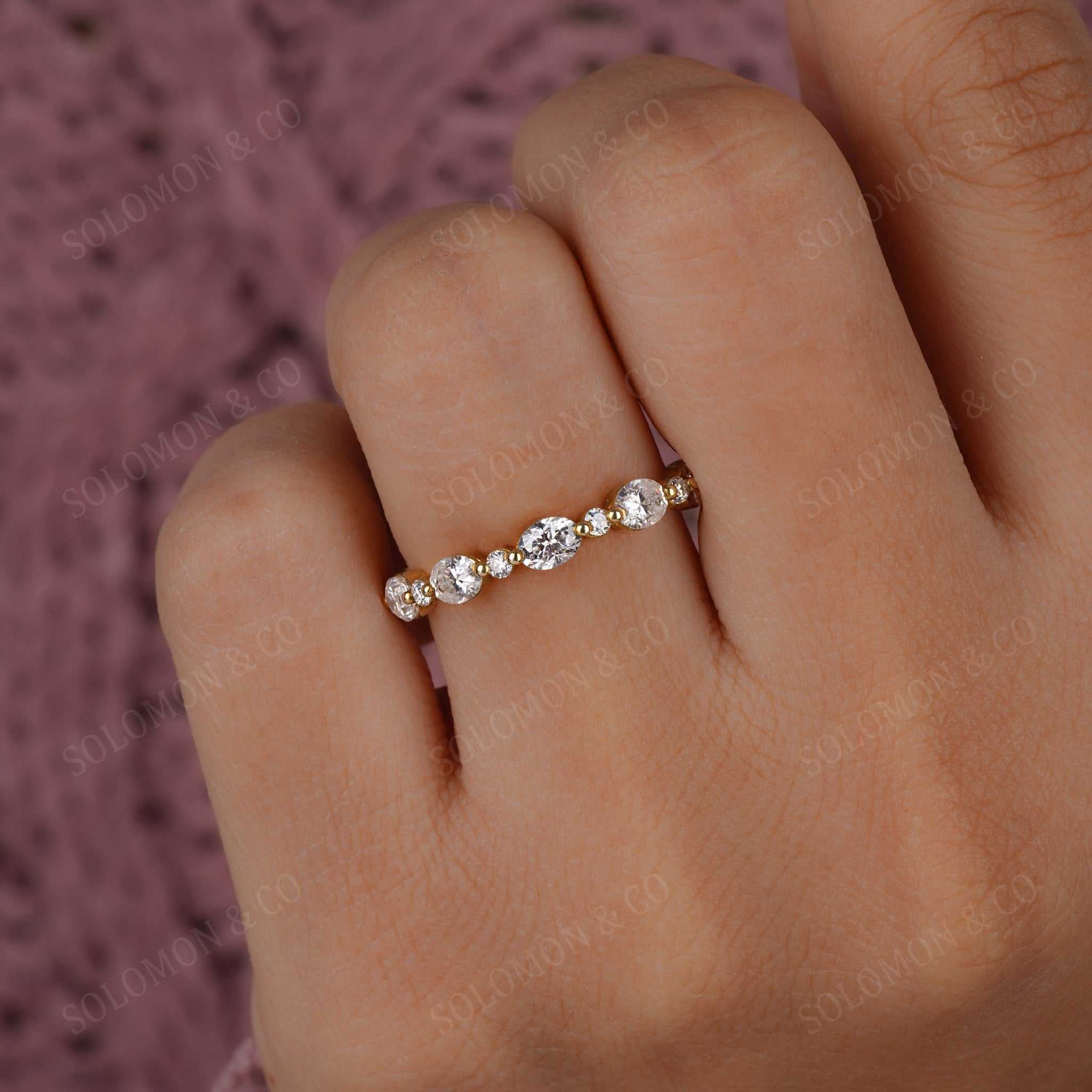 Oval and Round Floating Eternity Ring