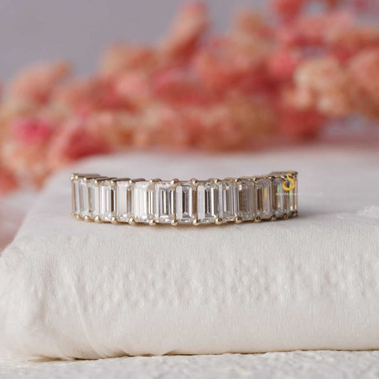 Prong Set Baguette Cut Moissanite Half Eternity Band First